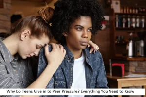 Teens discussing peer pressure.